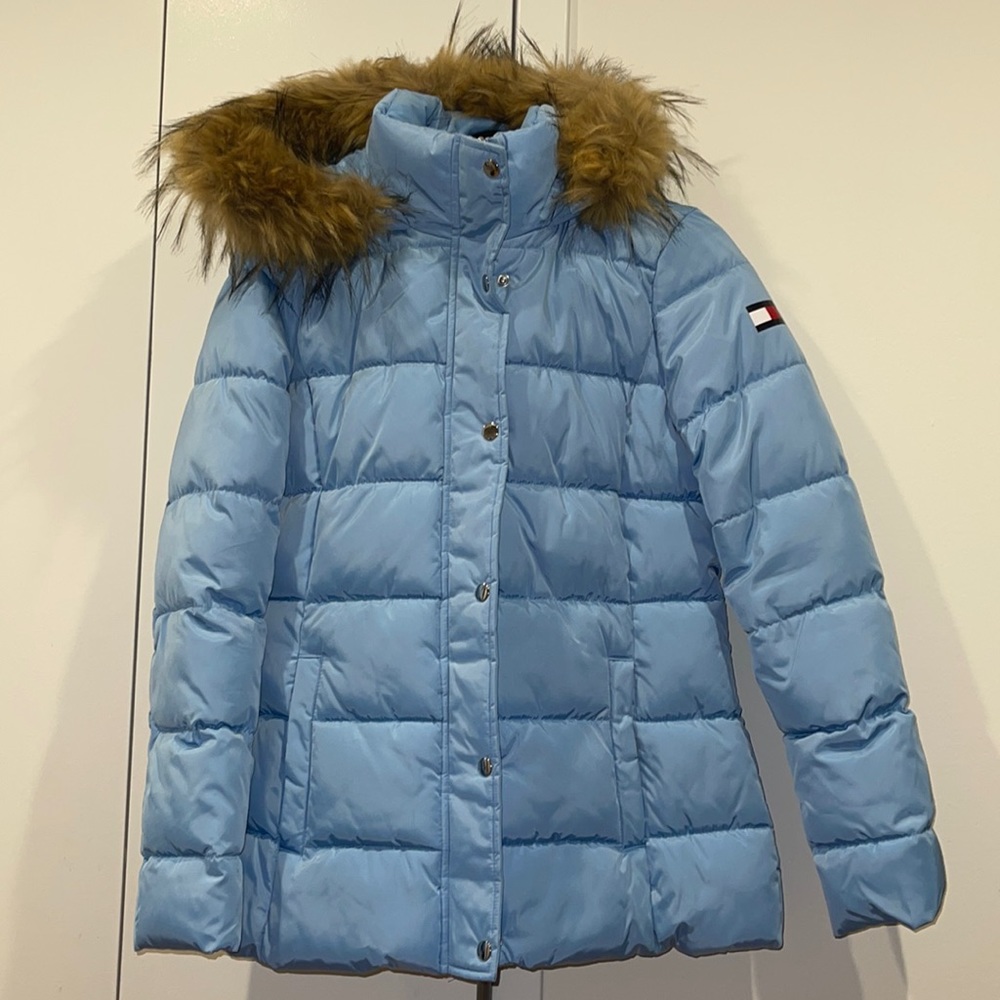 New Tommy Hilfiger Baby Blue Parka Coat